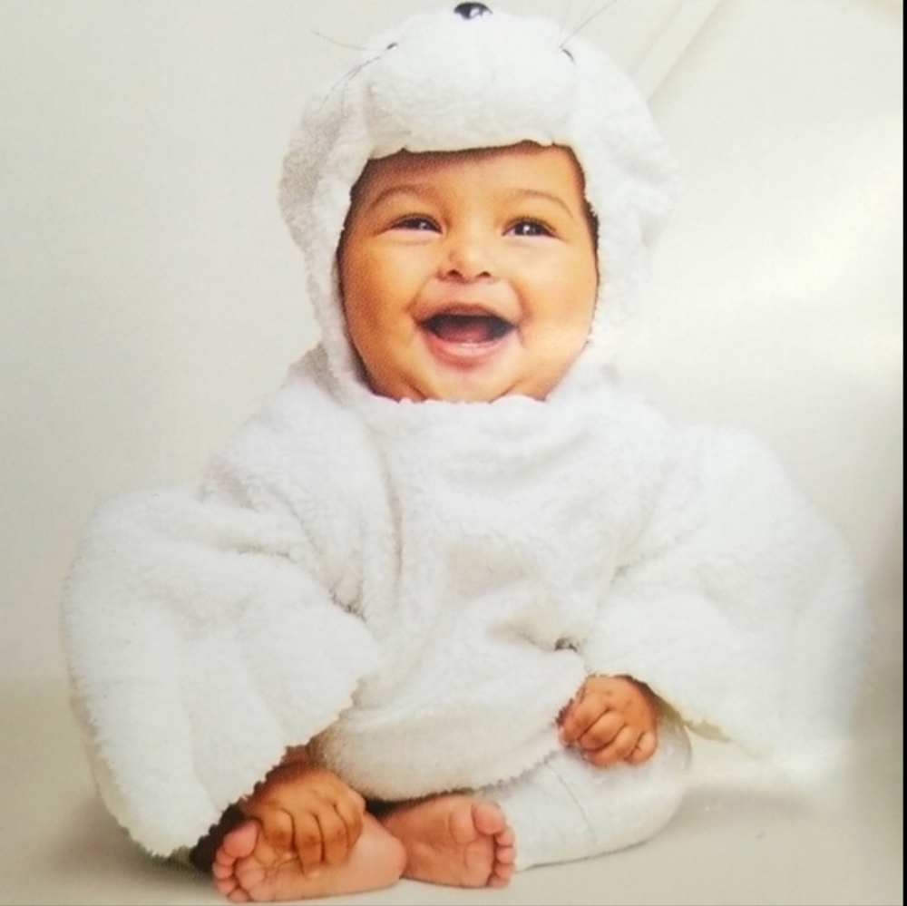 Infant White Seal Hooded Costume